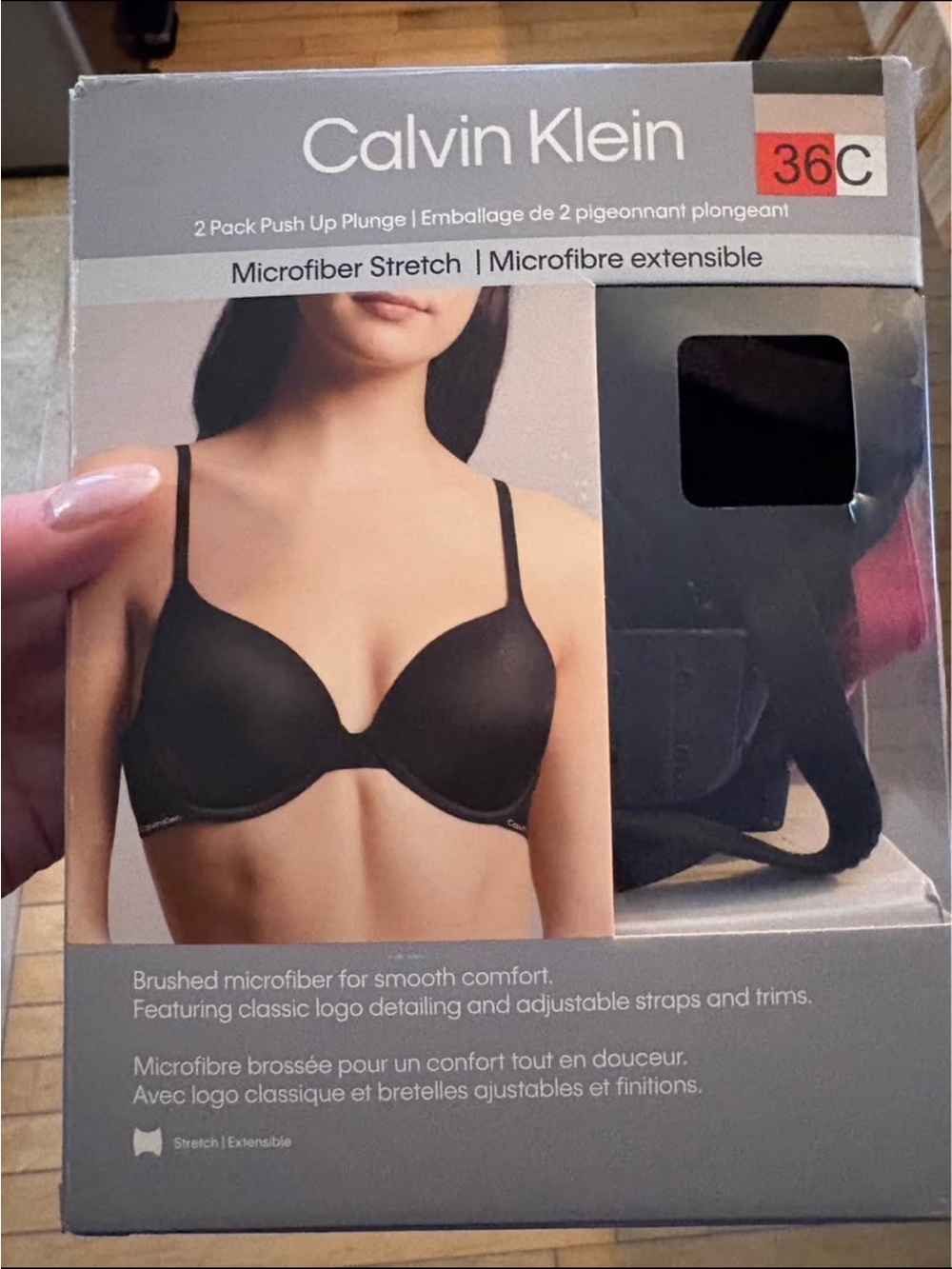 Calvin Klein Black Microfiber Push-Up Plunge Bra - 36C (2-Pack)